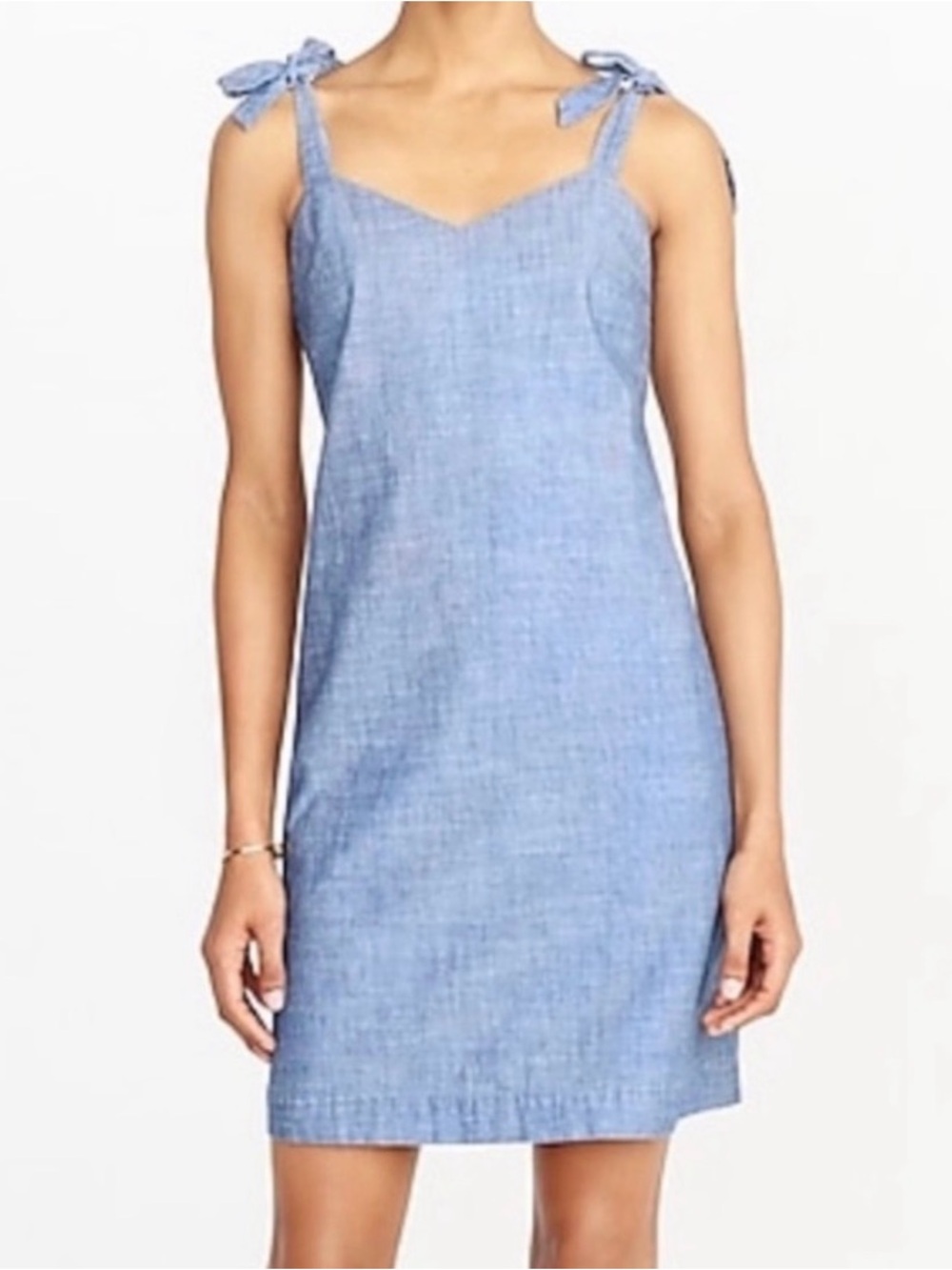 J.Crew Blue Tie-Shoulder Chambray Sundress